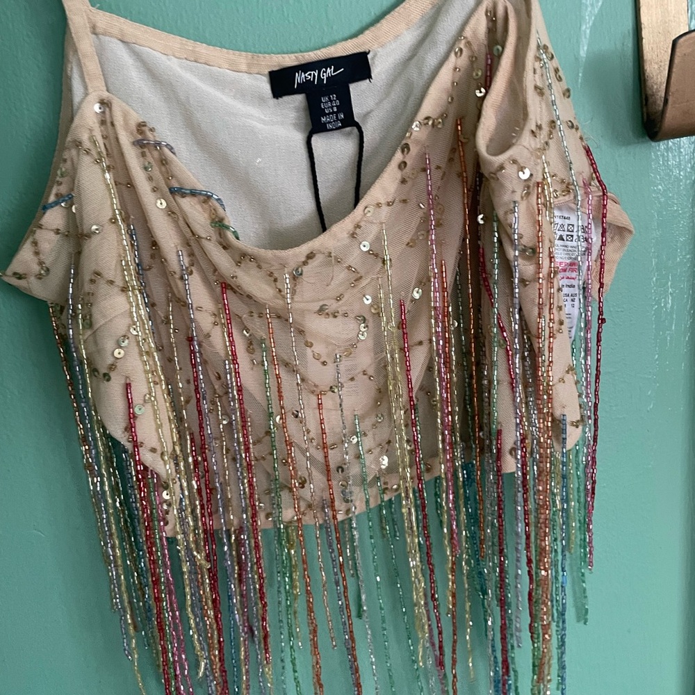 Nasty Gal Multicolor Sequin Fringe Top
